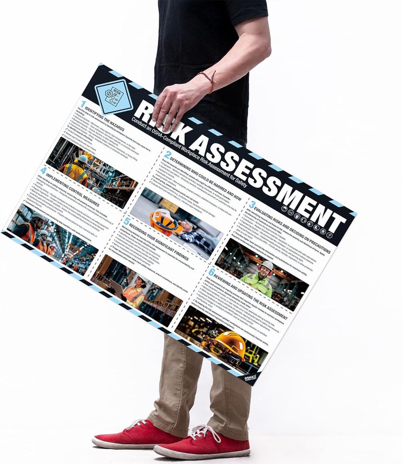 inkfonts Workplace Safety Chart Poster | OSHA Compliant, Safe Rules RISK ASSESSMENT Theory, Wall Chart Reference for Workers Safety Poster 18"x24" - Image 2
